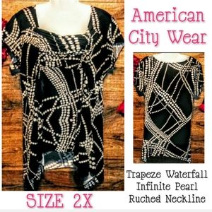 American City Wear Trapeze Top Size 2X Pearl